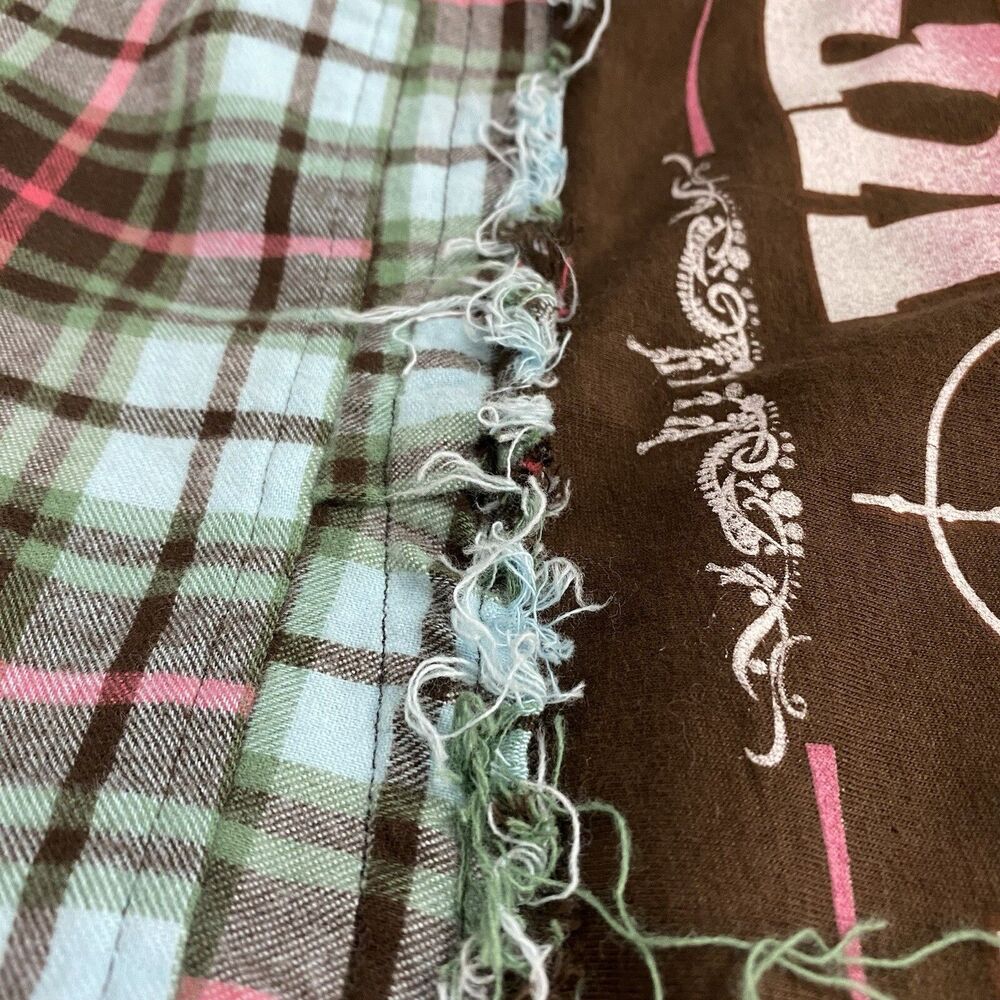 Upcycled Flannel Shirt Womens Large Shacket Hunting Green Country Grunge Camp - Picture 14 of 16